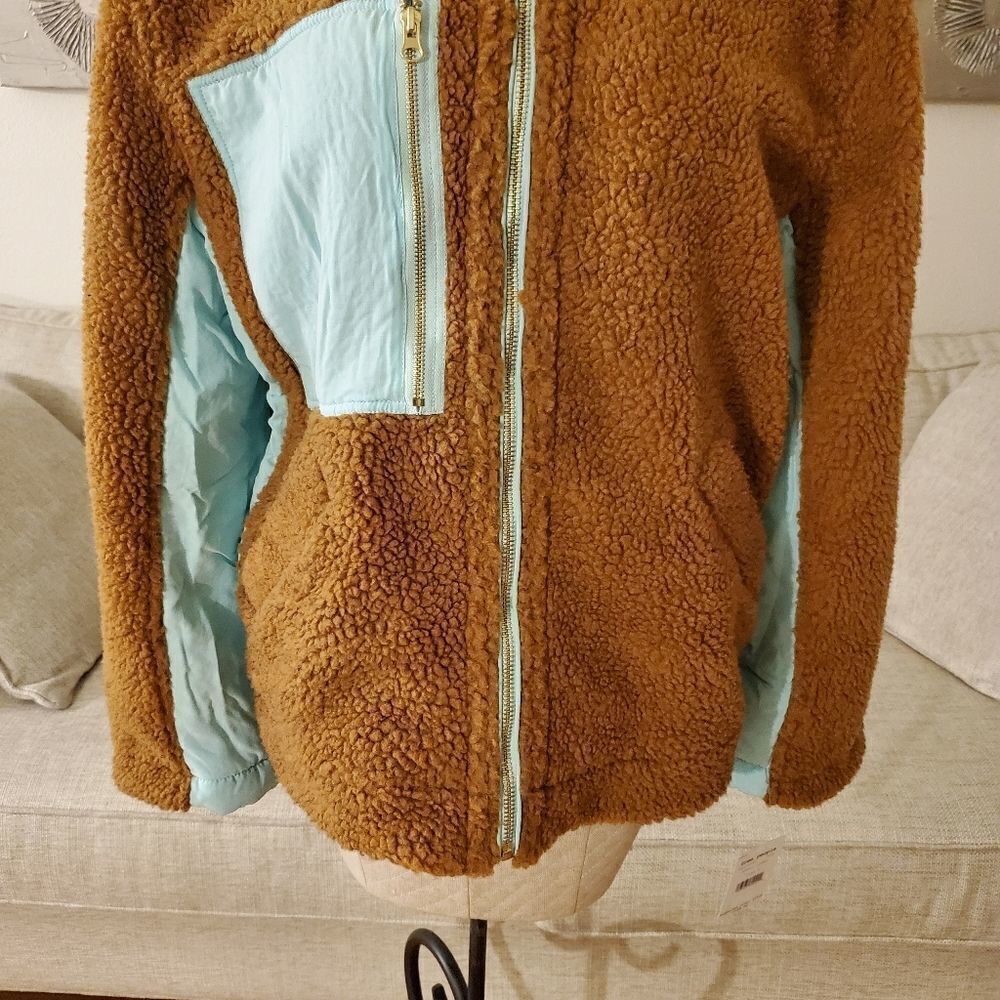 Free People Rivington Sherpa Jacket size Small in Amber Combo - NEW - Picture 9 of 16